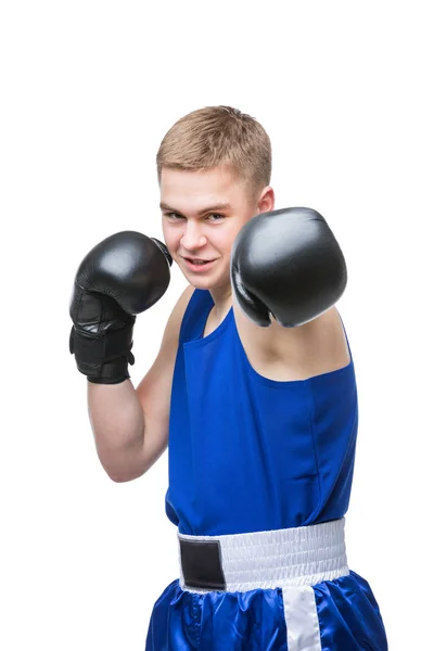 Jeune boxeur sportif en costume de sport bleu — Photo
