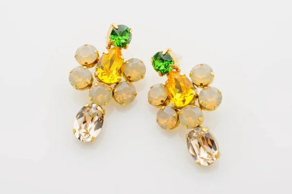 Closeup of crystal earrings — Stock Photo, Image