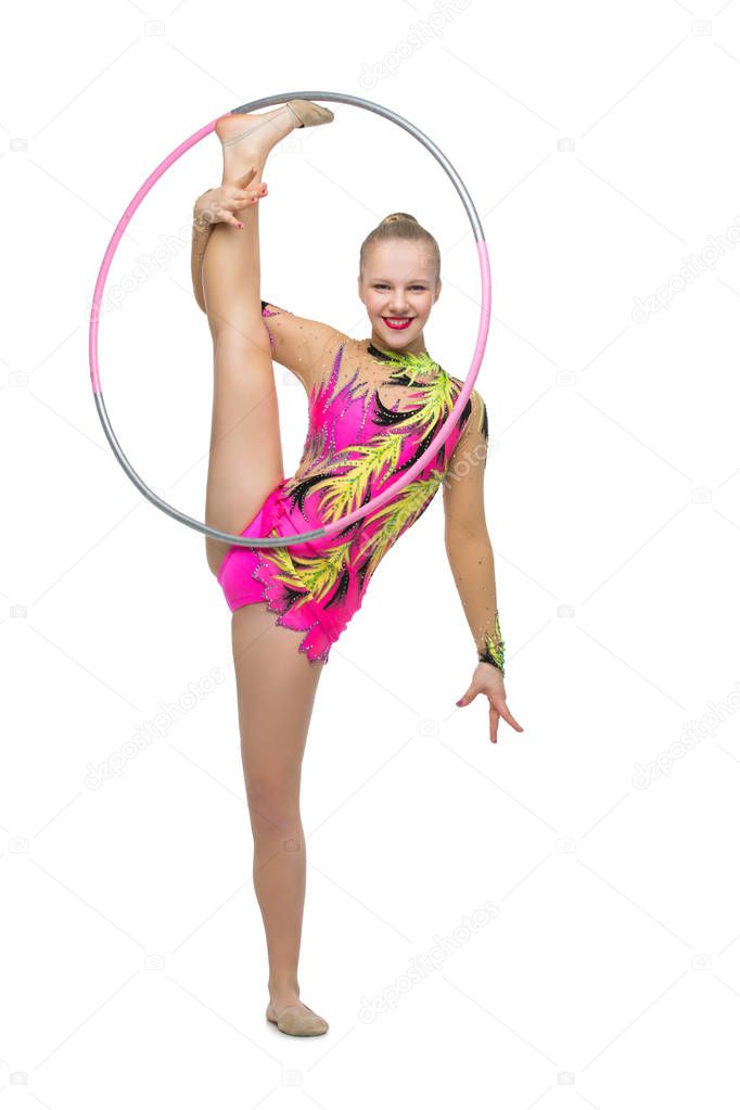 Beautiful teenage gymnast girl