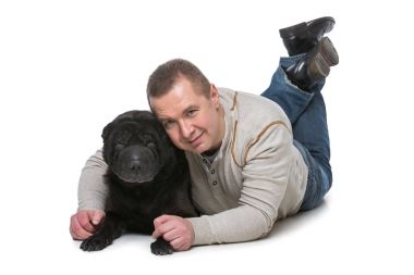 Shar pei köpek adam