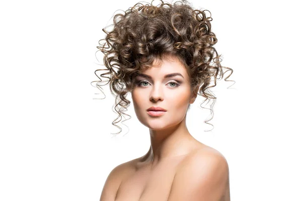 Mulher com penteado encaracolado — Fotografia de Stock