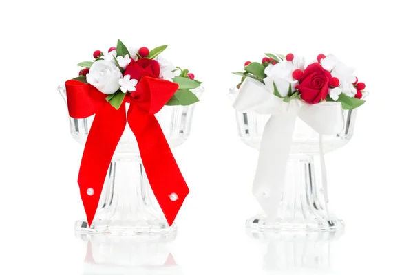 Crystal glasses with floral decor — Stock Photo, Image