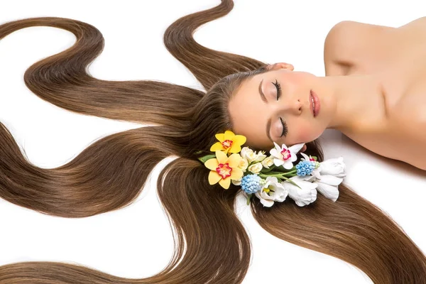 Menina com cabelo comprido — Fotografia de Stock