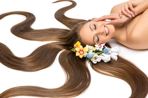 Menina com cabelo comprido — Fotografia de Stock