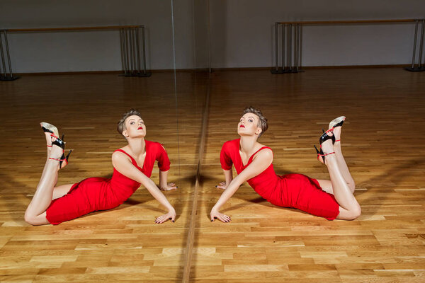tango dancer woman excersizing in dance studio room