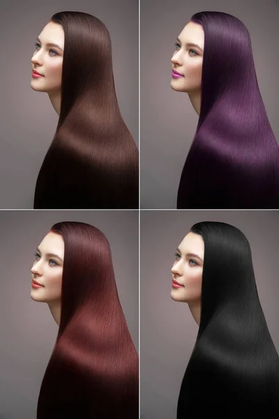 Krásná dívka s různými vlasy barvení barvami — Stock fotografie