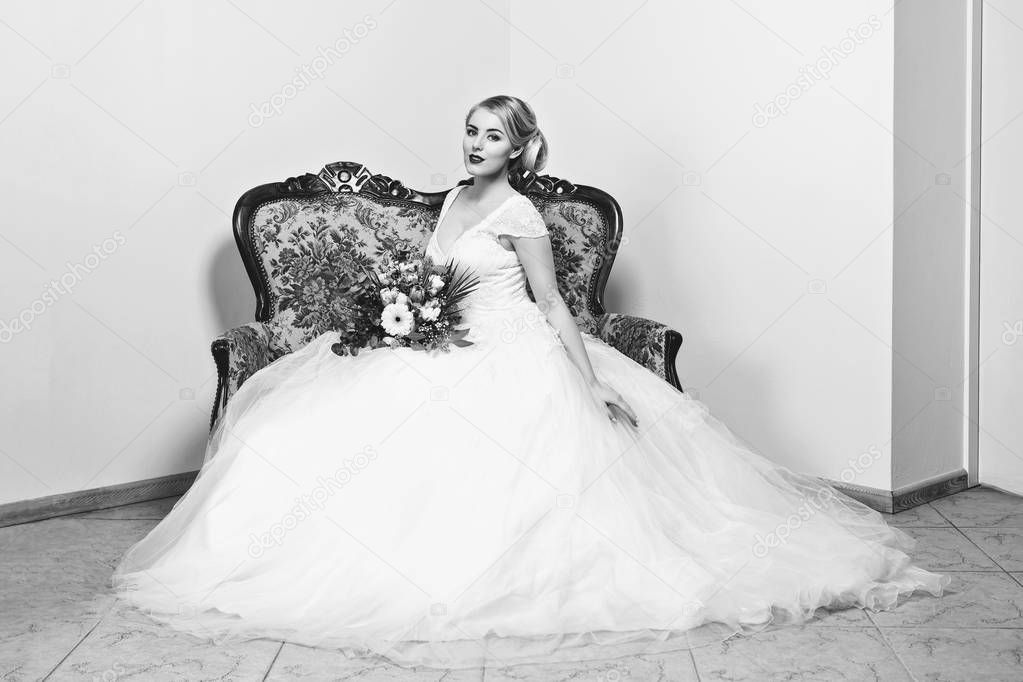 beautiful girl in wedding gown