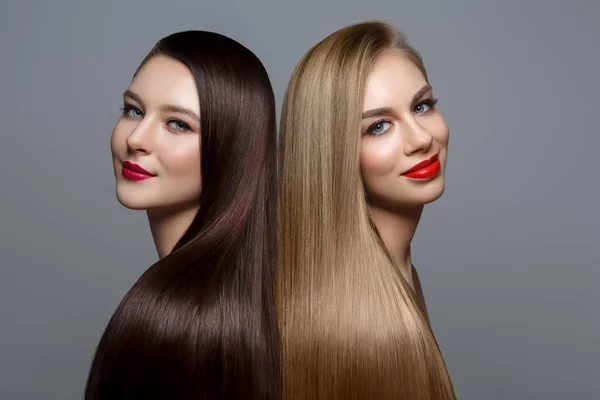 Gyönyörű lányok, egészséges haj — Stock Fotó