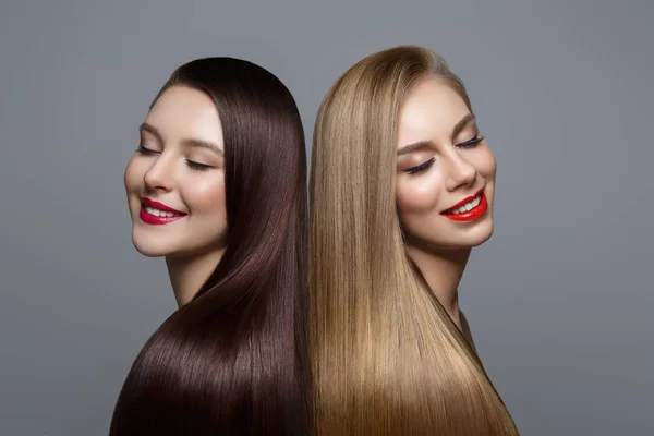 Gyönyörű lányok, egészséges haj — Stock Fotó