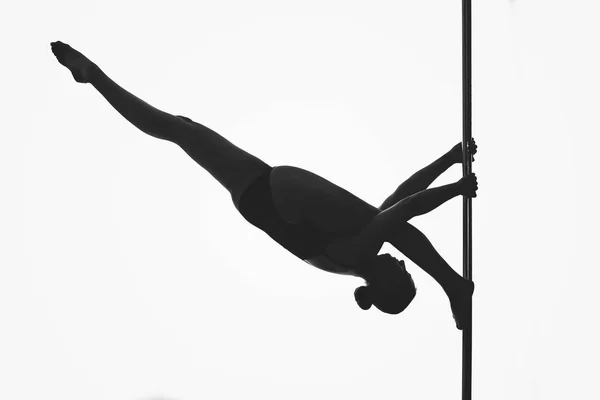 Bella pole ballerina ragazza silhouette — Foto Stock