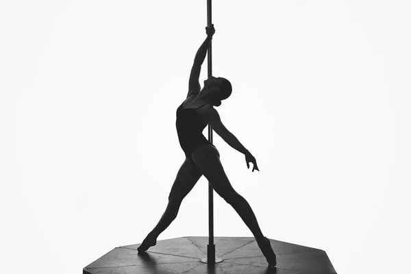 Bella pole ballerina ragazza silhouette — Foto Stock