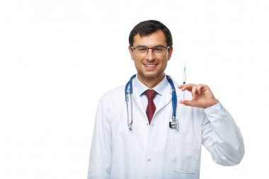 Doktor stetoskop ile beyaz elbise içinde