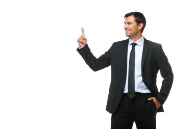 Beyaz zemin üzerinde izole iş adamı