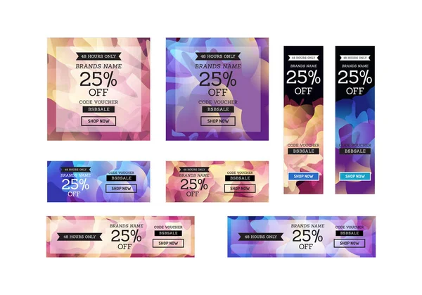 Promosyon, kampanya, Web, vb için soyut renkli arka plan afiş kümesi. Kare, yatay ve dikey yönlendirme kullanılabilir.