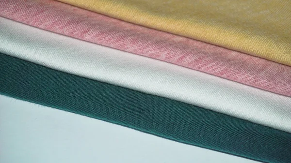 Tumpukan Berbagai Warna Sampel Tekstil Jersey Katun — Stok Foto