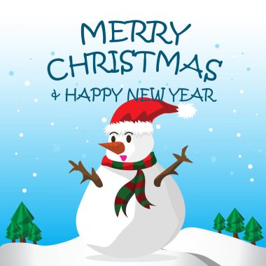 Kar adam mutlu ve neşeli Noel karikatür