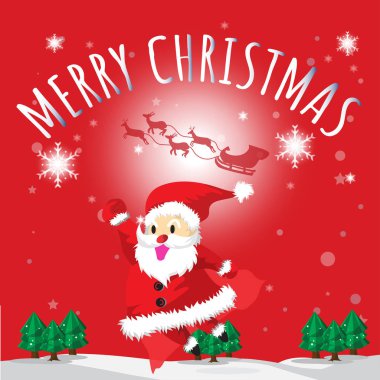 Santa Carry Hediyelik ve mutlu Noeller Blues arka plan en iyi hediye çizgi film