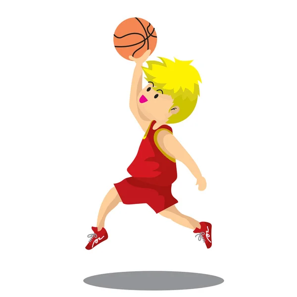 Boy Play Basketball character design cartoon art Multicolor Background illustration — Stock Vector