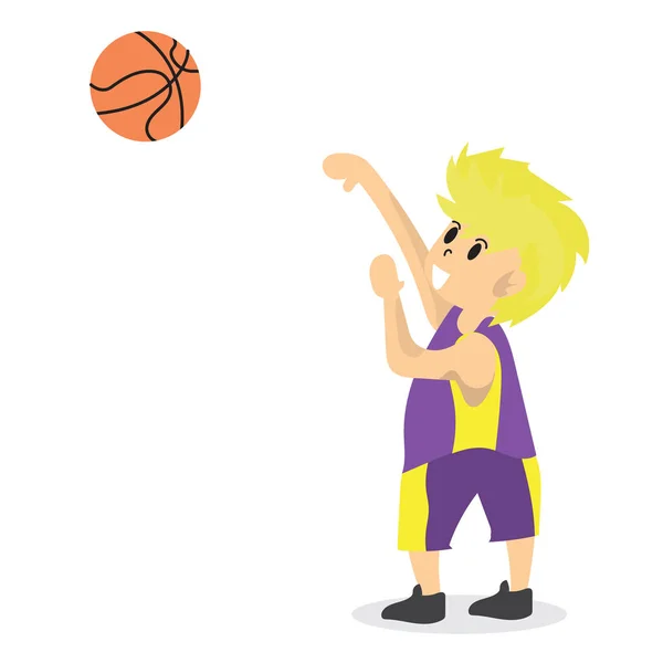 男孩打篮球个性设计卡通艺术 — 图库矢量图片