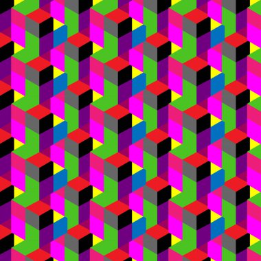 sorunsuz, soyut küp desen. Renkli tasarımı, geometrik 3d duvar kağıdı, küp Model arka plan vektör.