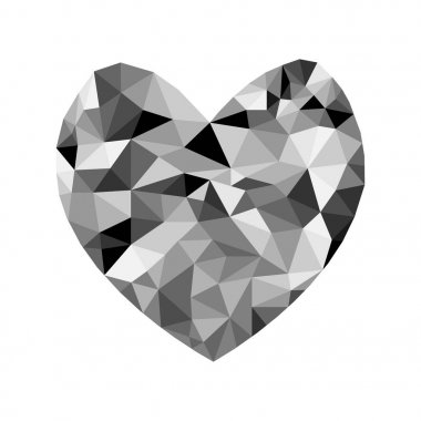 Soyut geometrik çokgen kalp valentine arka plan renkli mozaik deseni. Vektör çizim