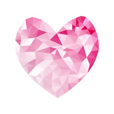 Soyut geometrik çokgen kalp valentine arka plan renkli mozaik deseni. Vektör çizim