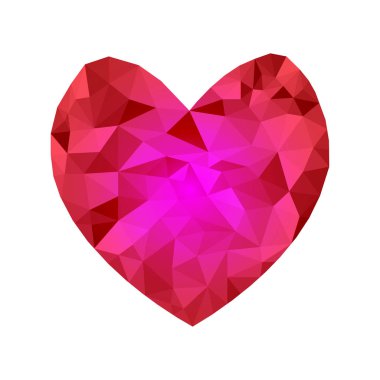 Soyut geometrik çokgen kalp valentine arka plan renkli mozaik deseni. Vektör çizim