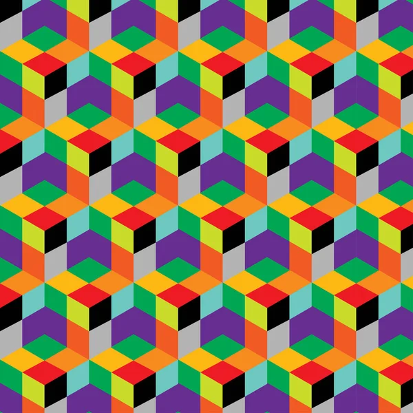 Naadloze Abstracte Kubus Patroon Kleurrijk Ontwerp Geometrische Vector Behang Kubus — Stockvector