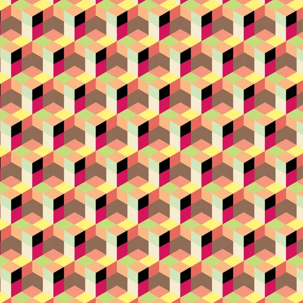 シームレスな抽象的なキューブのパターン カラフルなデザインは 幾何学的な の壁紙 バック グラウンド パターン キューブ — ストックベクタ