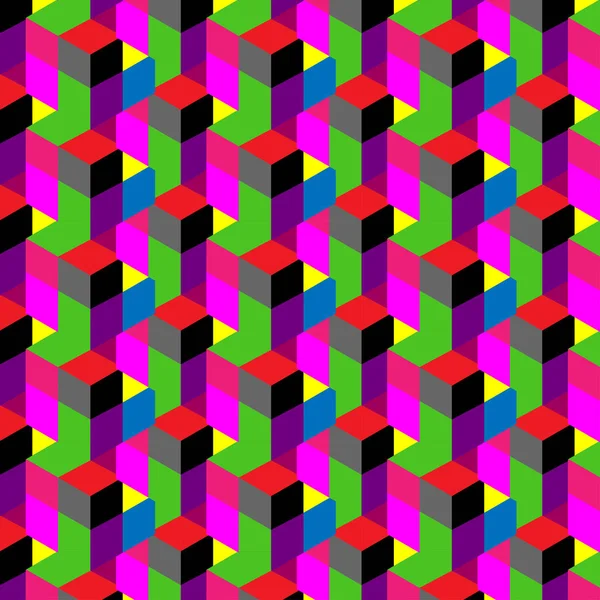 Безшовний Абстрактний Куб Візерунок Барвистий Дизайн Геометричні Векторні Шпалери Фон — стоковий вектор
