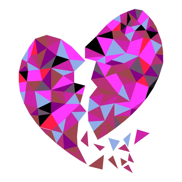 Abstrakta Geometriska Polygon Bruten Hjärta Valentine Färgglad Mosaik Bakgrundsmönster Vektorillustration — Stock vektor