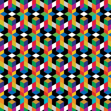 sorunsuz, soyut küp desen. Renkli tasarımı, geometrik 3d duvar kağıdı, küp Model arka plan vektör.