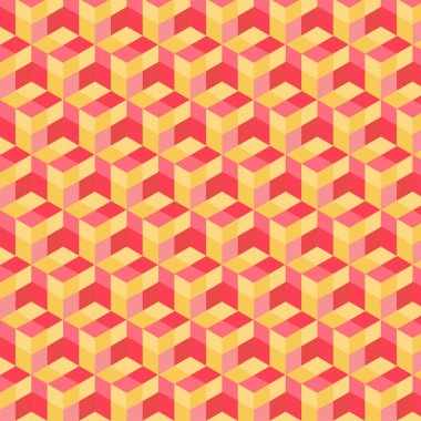 sorunsuz, soyut küp desen. Renkli tasarımı, geometrik 3d duvar kağıdı, küp Model arka plan vektör.