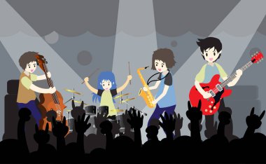 Sahnede, caz müzisyenleri grubu. Pop, Rock, Blues, Metal