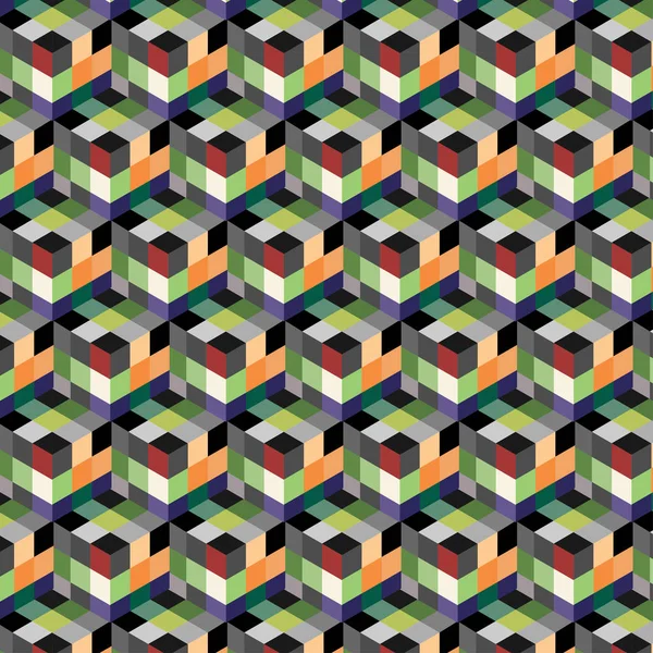 Sin Costuras Patrón Cubo Abstracto Diseño Colorido Geométrico Vector Fondo — Archivo Imágenes Vectoriales