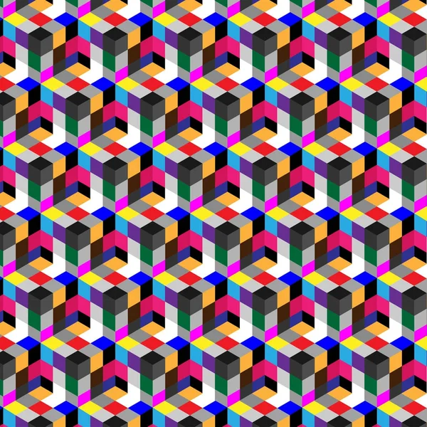 Sin Costuras Patrón Cubo Abstracto Diseño Colorido Geométrico Vector Fondo — Archivo Imágenes Vectoriales