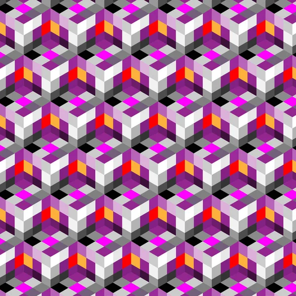 Sin Costuras Patrón Cubo Abstracto Diseño Colorido Geométrico Vector Fondo — Archivo Imágenes Vectoriales