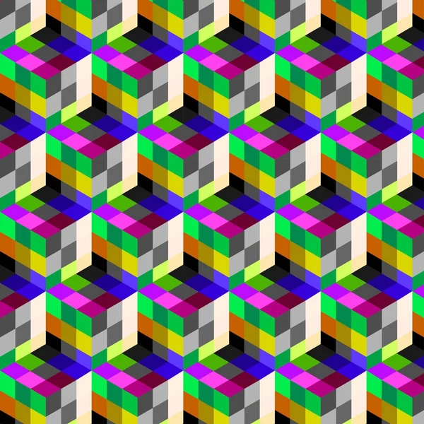 Sin Costuras Patrón Cubo Abstracto Diseño Colorido Geométrico Vector Fondo — Archivo Imágenes Vectoriales