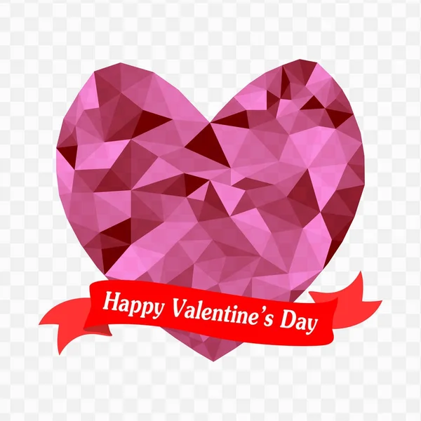 Joyeuse Saint Valentin Day Abstrait Géométrique Polygone Coeur Fond Motif — Image vectorielle
