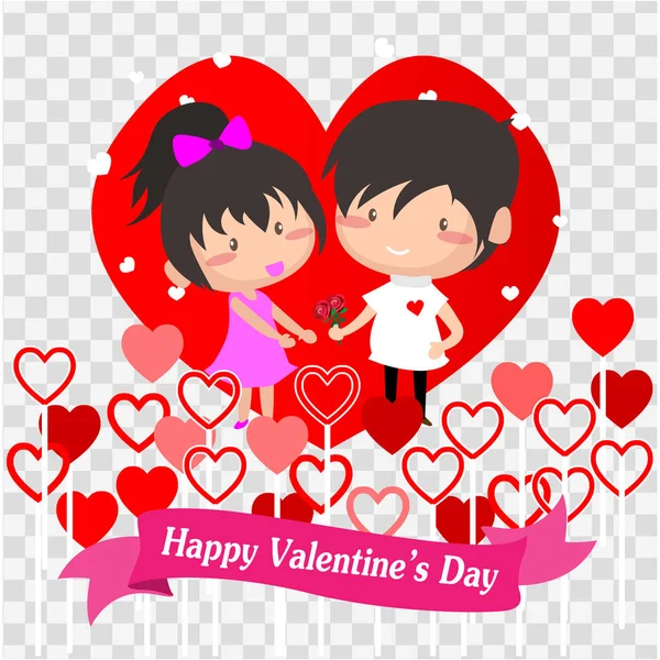 Chlapec Dívka Láska Pro Valentýnský Day Šťastného Valentýna Láska Růžové — Stockový vektor