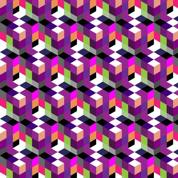 Soyut Küp Desen Renkli Tasarımı Geometrik Duvar Kağıdı Küp Renkli — Stok Vektör