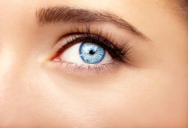 Hermosa mirada perspicaz ojos de mujer azul —  Fotos de Stock