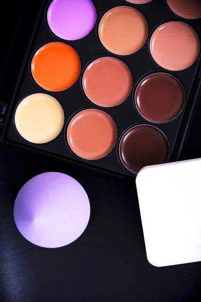 Palette concealer and correctors with sponge make up .