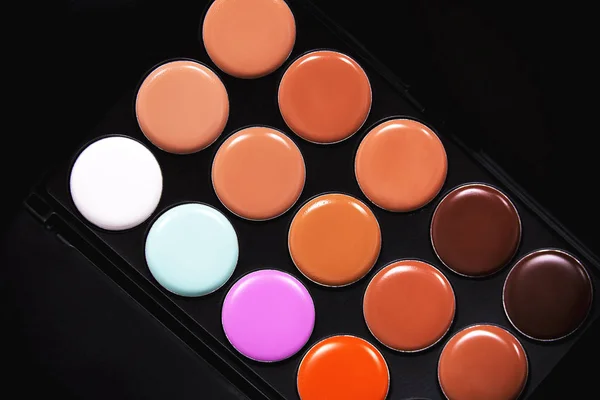 Palette concealer and correctors. Make-up base.