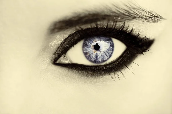 Göz makyajı. Güzel gözleri Glitter makyaj. Tatil makyaj detay — Stok fotoğraf