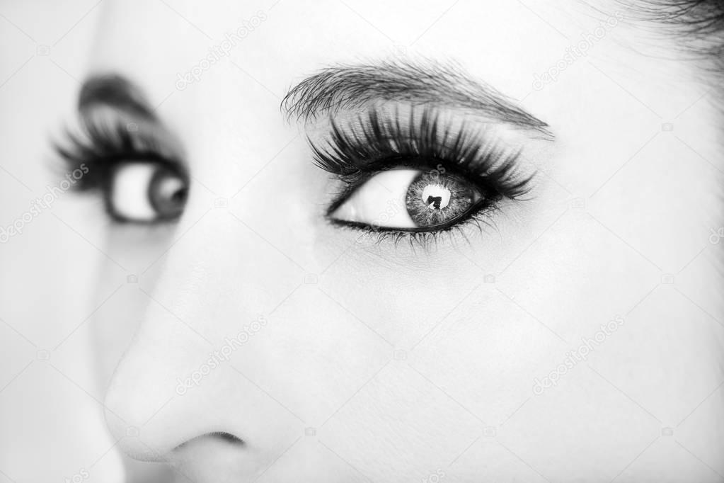 Beautiful insightful look woman's eyes. Monochrome