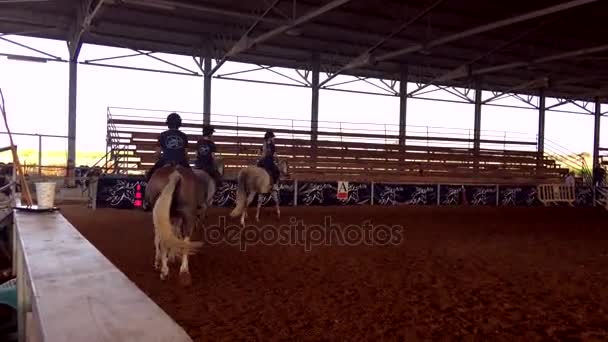 BER Jakow, Izrael - 21 września 2016: Naukę jazdy konnej dla dzieci — Wideo stockowe