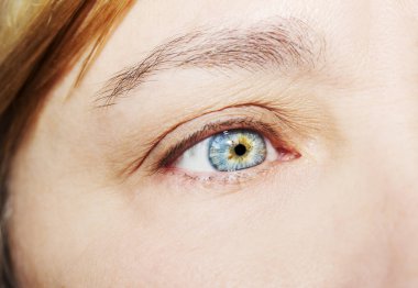 Güzel bir anlayışlı kadın bakışı. Yakın çekim.