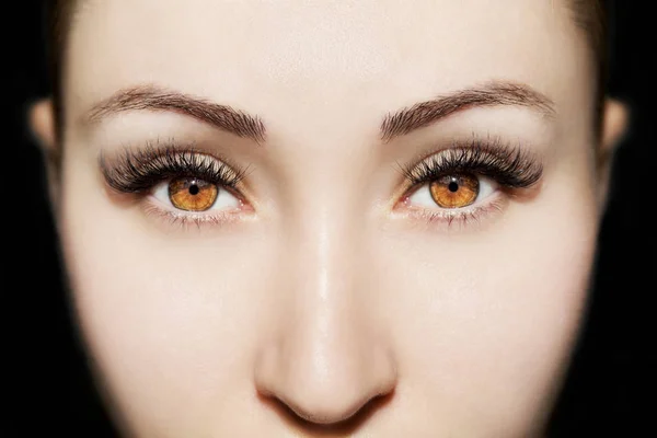 Líčení hnědých očí. Krásné oči tvoří detail — Stock fotografie