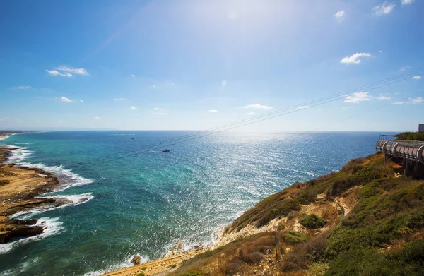 View of coast from Rosh Hanikra. Last point of the Israel sea border. — Stock Photo, Image